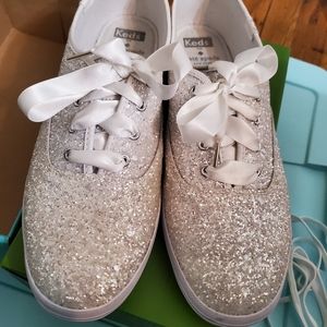 White glitter Keds
